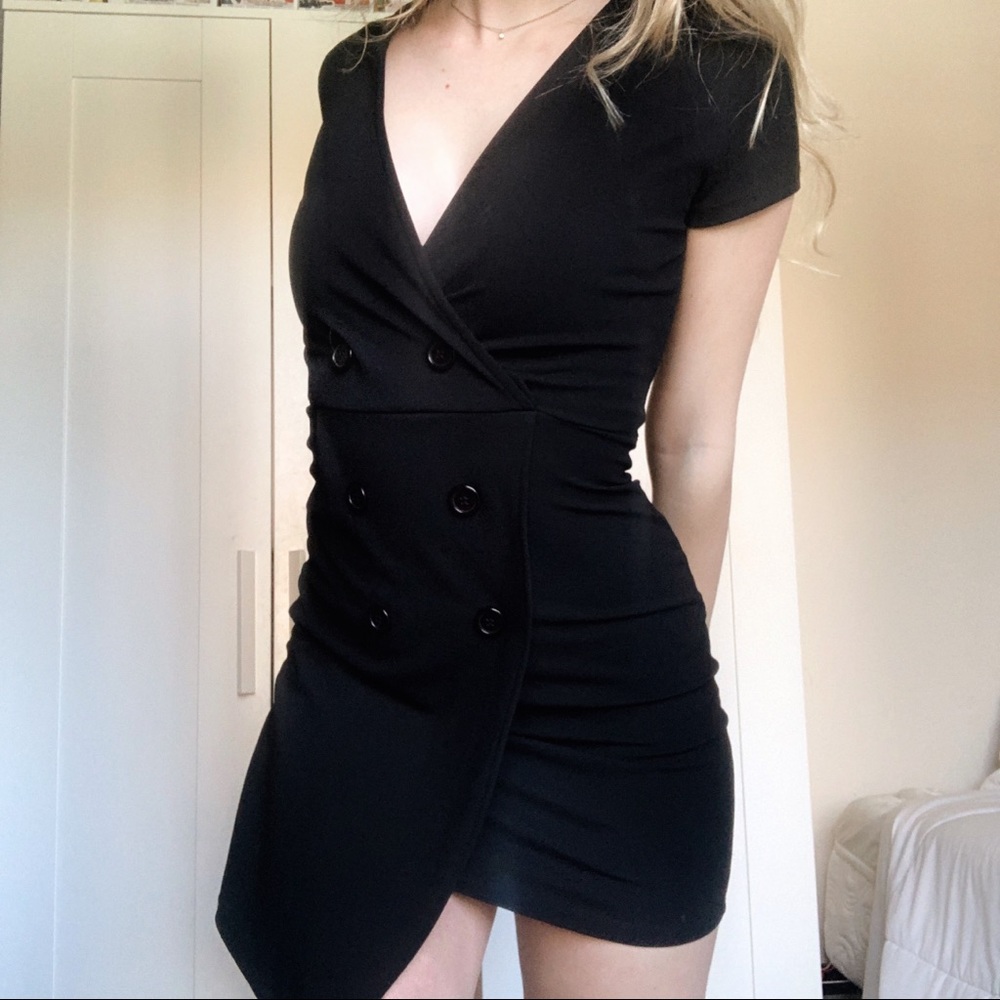 Black Double-Breasted Dress